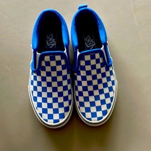 Vans kids blue and white check size 2
